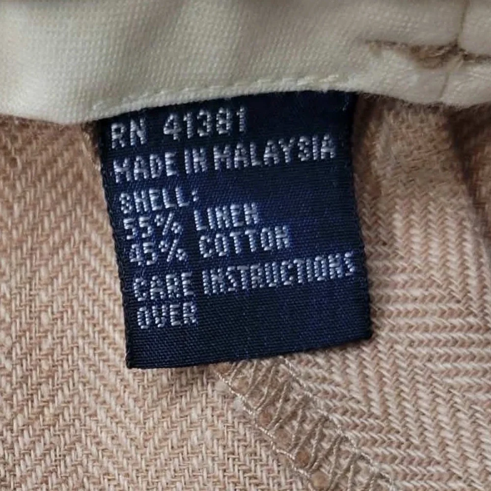 Polo Ralph Lauren Pants Men 36x32 (Fits) Herringbone Pleated Cuffed Linen Cotton